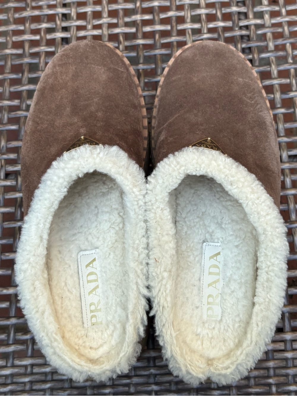 Prada Evolve Genuine Shearling Clog Brown - Picture 12 of 14